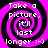 Four identical display a pink and black spiral with white text reading "Take a picture. it'll last longer :-)" in a pixelated font