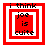 Red and white layered square frames with black text reading 'i think joe is quite' in pixelated font, showing animation changes across four views.