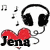 Pixelated icon shows black headphones with red bow, musical notes floating left, and 'Jena' text below on white background.