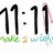 Black digital clock display showing 11:11 with pink and green decorative elements, animated to shift horizontally across a white background.