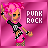 Pixelated character with pink hair and black-and-white outfit against magenta background, text 'PUNK ROCK' in white block letters.