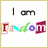 A four- shows text and abstract graphics: 'I am' above a multicolored 'Random' on white, colorful circles on dark background, pink spiky shape with black center on black, and empty gray