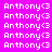 identical pixelated text entries on a bright purple background, with some highlighted in pink