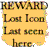 A static pixelated image with a yellow background displaying text: 'THE WORLD', 'Last Icon', 'Last seen', and 'here.' in brownish-green lettering.