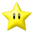 Yellow star-shaped character with two vertical rectangular eyes, pixelated rendering on white background.