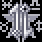 Pixelated icon with three sword-like objects against black background, featuring gray, red, and blue elements.