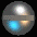 A spherical object with blue and yellow sections rotates, revealing a gray band that shifts position