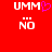 Red background with white text 'UMM' and three dots above 'NO', where the left version includes a purple heart symbol next to 'UMM'.
