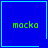 Four blue square with cyan borders display green text reading 'mocka' and two small symbols in the bottom-right corners of two