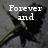 A four- shows a black flower with green stem and white text reading 'Forever and and Always'