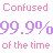A 48x48 pixel animated buddy icon featuring repeated text and percentage symbols in pink, purple, and light blue on a gray background.