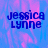 Pixelated blue text 'jessica lynne' on a pink and blue gradient background with visible pixelation artifacts.