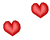 A contact sheet of four animated frames showing red heart icons with a blue arrow piercing hearts in the final frame, all on a gray background.
