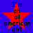 Red star with text "I'm an all american girl" on blue background, four identical static frames shown in