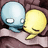 Two pixelated characters lie on a brown blanket; blue character hugs yellow character with closed eyes, red text reads "Awwww!" and "How Cute!"