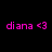 Pixelated text 'diana <3' in bright pink on black background, with white rectangular elements appearing and disappearing