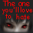 Red pixelated text reads 'The one you'll love to hate' above a blurred face with red eyes on dark background.