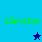 Green text 'Christie' on blue backgrounds with a star symbol changing color between frames.