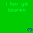 Green background with repeated text and purple heart symbols, partially obscured by a gray rectangle in the bottom-right corner.