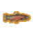 Pixelated fish icon with orange border, brown and red body, and gray head against light gray background.