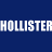 Animated contact sheet of six frames showing the word "HOLLISTER" in different colors on a dark blue background, arranged 3x2 with no visible animation changes between frames.