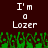 Pixelated text reads "I'm a Lozer" on dark brown background with green pixelated grass at bottom.