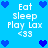 Pixelated blue background with white text 'Eat Sleep Play Lax <33' and scattered dark blue heart icons in a
