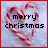 Pixelated heart-shaped icon with red border, light blue background, and black text reading 'merry christmas' in two lines.