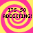 Four identical of a pink and yellow spiral background with black text reading "ITS SO ADDICTING!" in pixelated font