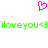 A static pixel art image featuring a pink heart symbol above green text reading 'iloveyou<3' repeated twice on a white background.