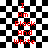 Red text reading 'I Am Black And White' on a black-and-white checkered background with pixelated animation effects.