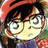 A pixelated anime-style character with brown hair and glasses appears on the left side of a contact sheet, while the right side displays text "Anime IM" and "c0m" against a black background.