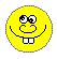 Four yellow circular pixel art faces with black outlines, each displaying distinct mouth and eye expressions against a gray background.