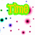 Pixelated text 'Time of My Life' in bright colors with scattered circular and square pixel clusters on white background.