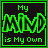 Two side-by-side pixel art frames of a green text-based icon on black background with bright green border, showing slight animation variation in the central