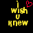 Yellow pixelated text 'i wish u knew' on black background with red heart symbol above 'wish', two versions show static and animated states.
