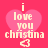 Pixelated pink heart background with white text 'i love you christina' and a small pixelated heart symbol below the text.