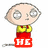 Pixelated cartoon character with large eyes and bald head, wearing yellow shirt under red overalls, holding text blocks in different frames.