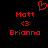 Red pixelated text and symbols on black background: 'Matt' above '<3' above 'Brianna' with a heart symbol above 'Matt' on the left side.