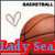 Pixelated image with a heart symbol, brown spherical object, and partially visible text in red and blue.