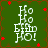 Green background with red star accents and white pixelated text reading "Ho Ho Ho!" in a vertical arrangement.
