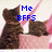 Two brown tabby cats sit in a pink basket with a pink striped background; blue pixelated text changes across four