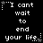 Black background with white pixelated text reading "I cant wait to end your life." and small star-like symbols in various positions.