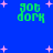 Blue background with pink star shapes and green pixelated text reading 'got dork' in four positions.
