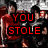 Animated sequence of two people in red and black shirts with changing text overlays, a gray on the right, and a heart symbol