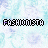 A contact sheet of 25 animated frames showing a repeating pattern of the word 'FASHIONISTA' in black pixelated text on a light blue and white marbled background.