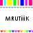 Pixelated text and color bars in a retro digital style with partial text reading "MRUTiiiK" and "KISS - KISS".