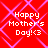Red background with pink diamond lattice pattern and four identical white text blocks reading "Happy Mother's Day!<3".