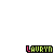 Animated pixel art displays 'Lauryn' text above a dotted trail forming shapes like hearts and stars, with color variations in the name's letters.