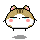 Pixel art of a round hamster-like character with brown and white fur, pink cheeks, and small ears showing four distinct crying expressions.